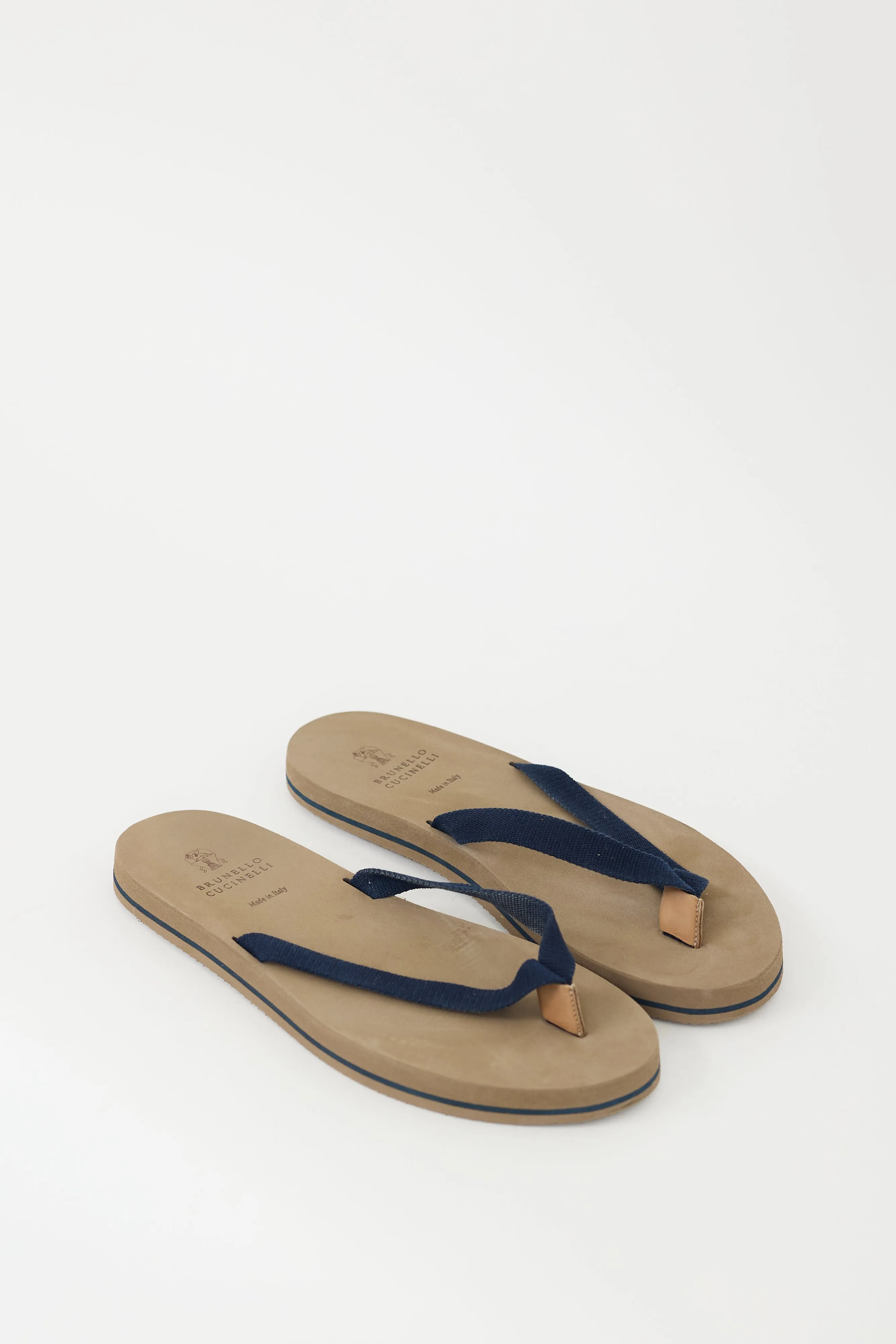 Brown & Navy Cotton Canvas Sandal