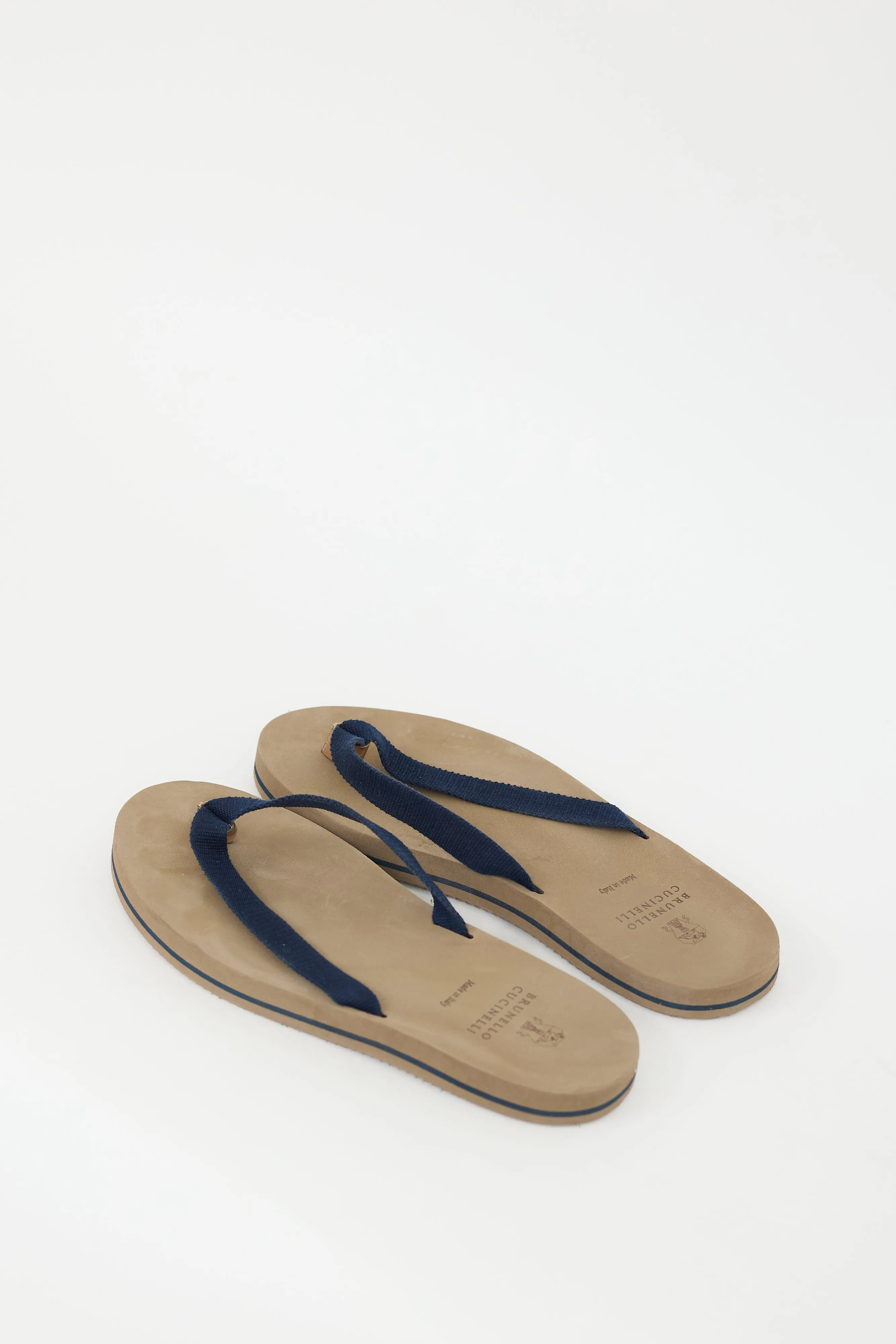 Brown & Navy Cotton Canvas Sandal
