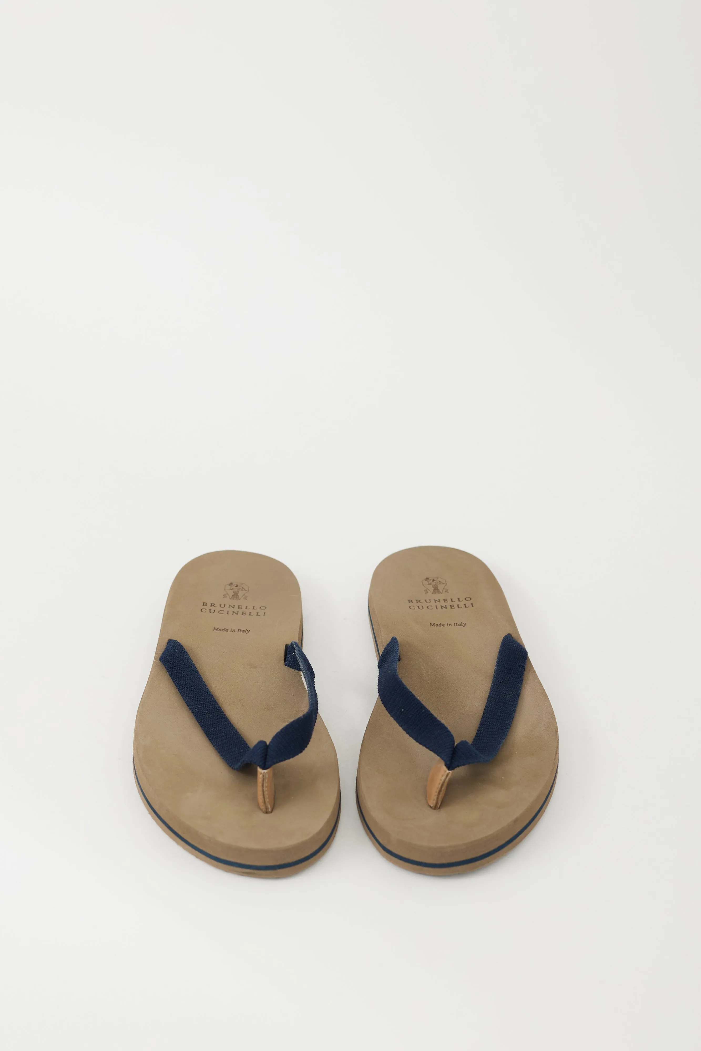 Brown & Navy Cotton Canvas Sandal