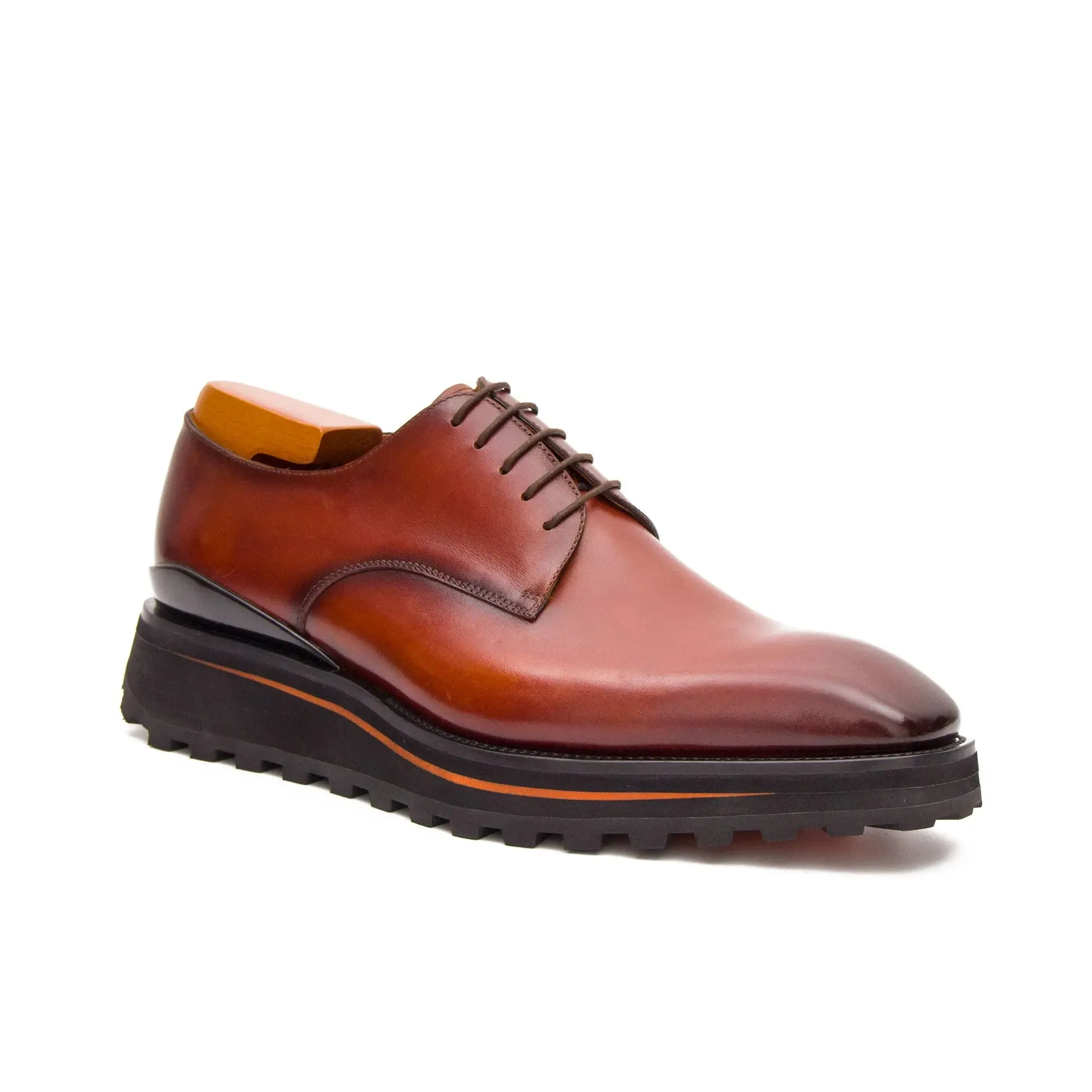 Calf leather business dress derby shoes Brown