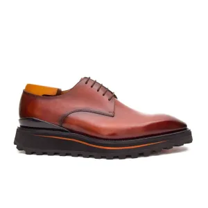 Calf leather business dress derby shoes Brown