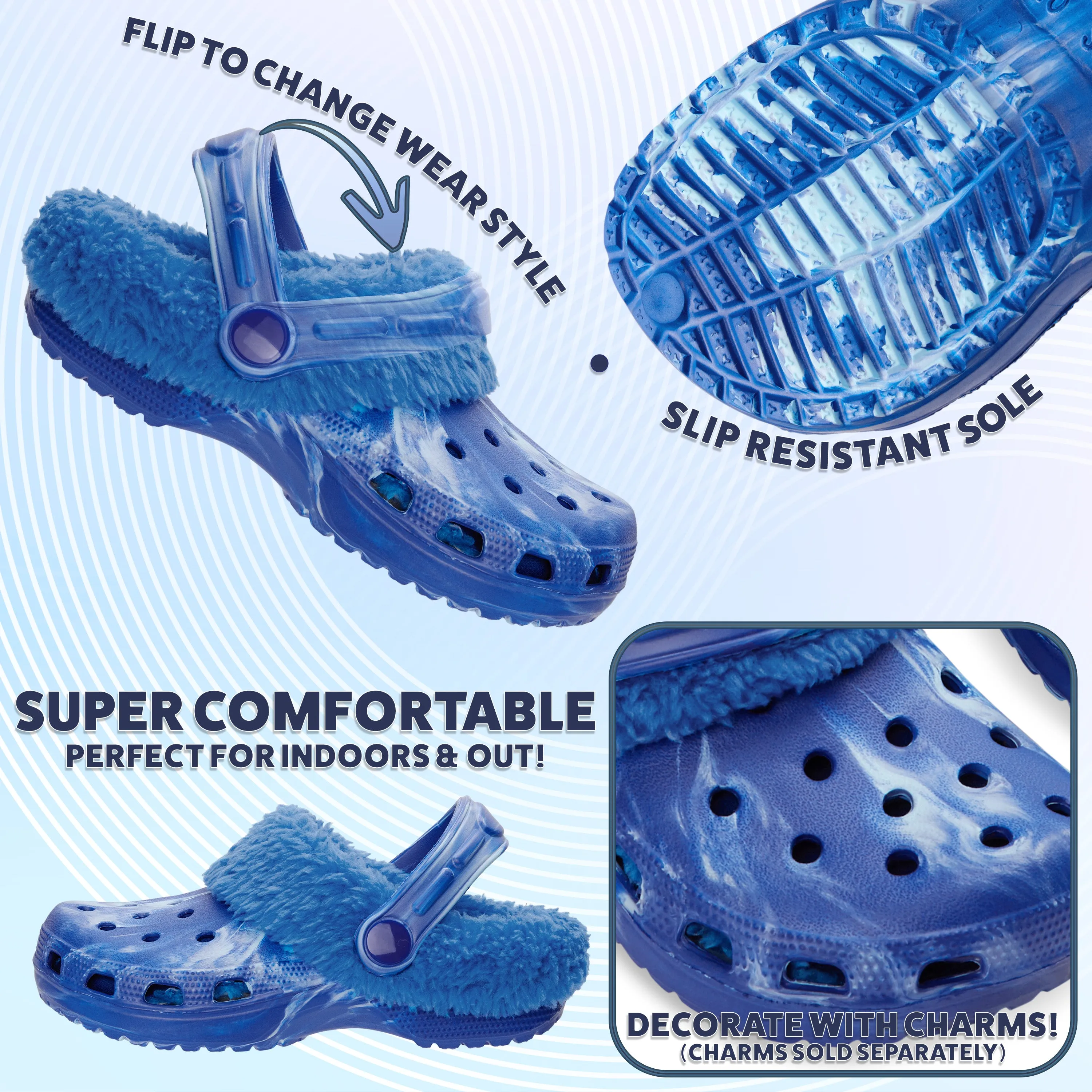 CityComfort Girls Winter Clogs Fleece Lining & Removable Charms, Kids Teens Garden Shoes Slip On with Strap