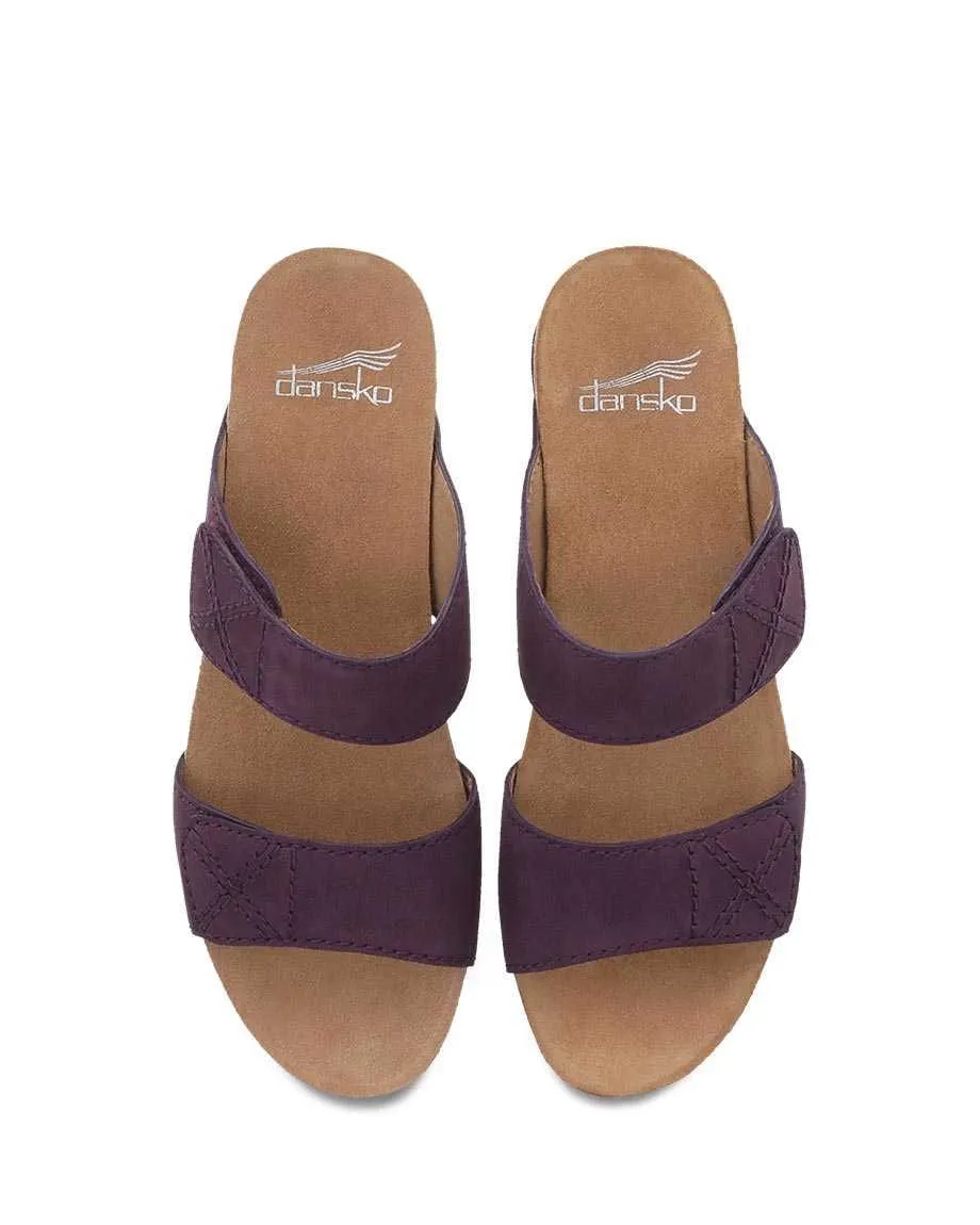 Dansko Women's Maddy Wedge Sandals- Purple Milled Nubuck