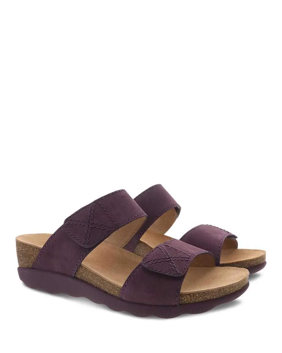 Dansko Women's Maddy Wedge Sandals- Purple Milled Nubuck
