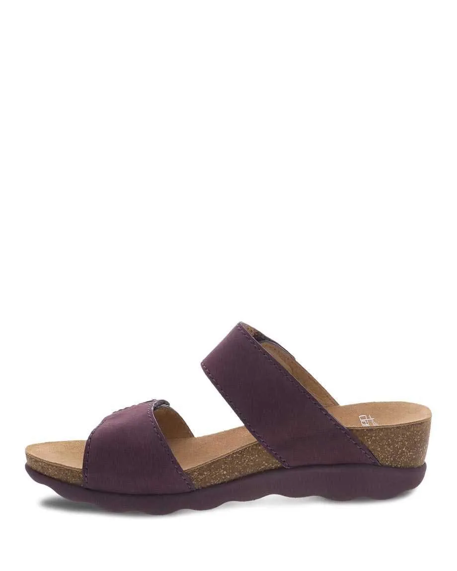 Dansko Women's Maddy Wedge Sandals- Purple Milled Nubuck