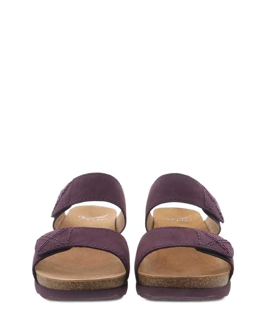 Dansko Women's Maddy Wedge Sandals- Purple Milled Nubuck