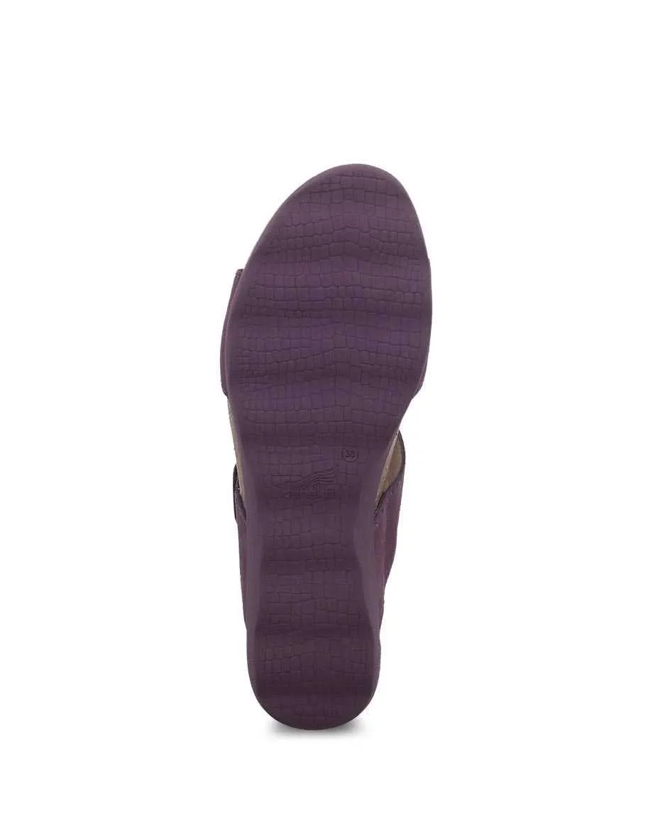 Dansko Women's Maddy Wedge Sandals- Purple Milled Nubuck