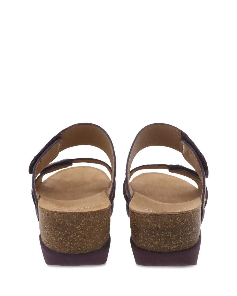 Dansko Women's Maddy Wedge Sandals- Purple Milled Nubuck