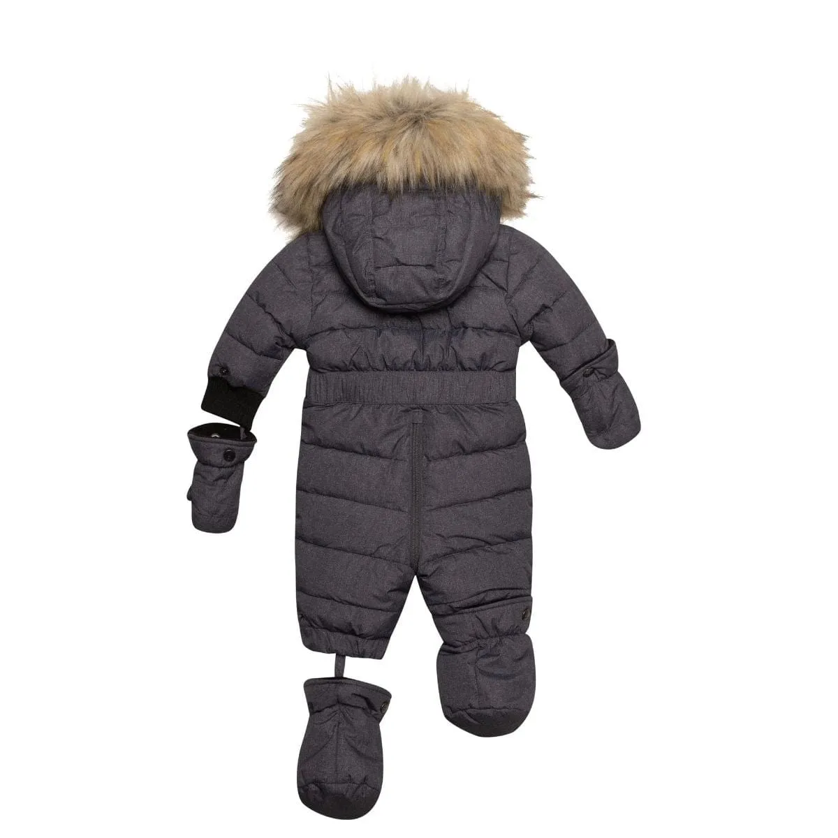 Deux Par Deux One-Piece Baby Snowsuit - Grey Texture