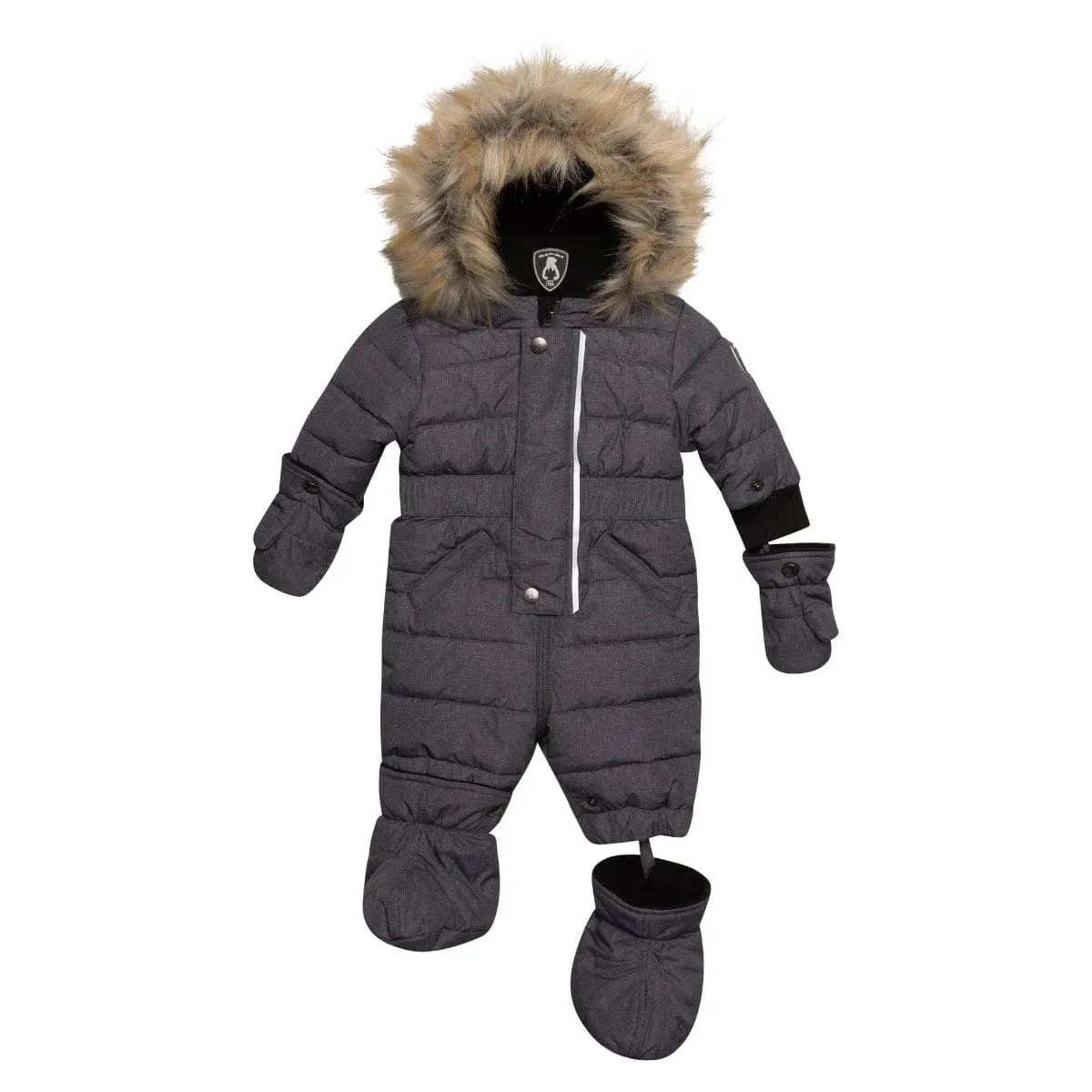 Deux Par Deux One-Piece Baby Snowsuit - Grey Texture