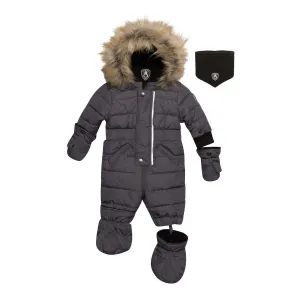 Deux Par Deux One-Piece Baby Snowsuit - Grey Texture