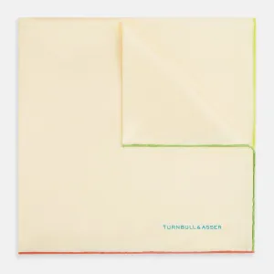 Ecru and Multicoloured Piped Silk Pocket Square