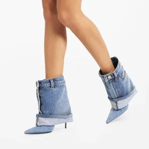 Let's Talk About It Denim Ankle Boots