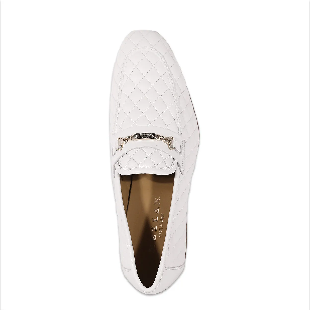 Mezlan S20618 Men's Shoes White Quilted Calf-Skin Leather Casual Slip-On Loafers (MZS3615)