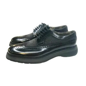 Oxford Brogue Nappa Leather / Textile Shoe - Black
