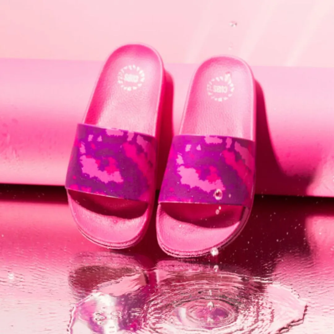Super Hot Pink Tie Dye Slides