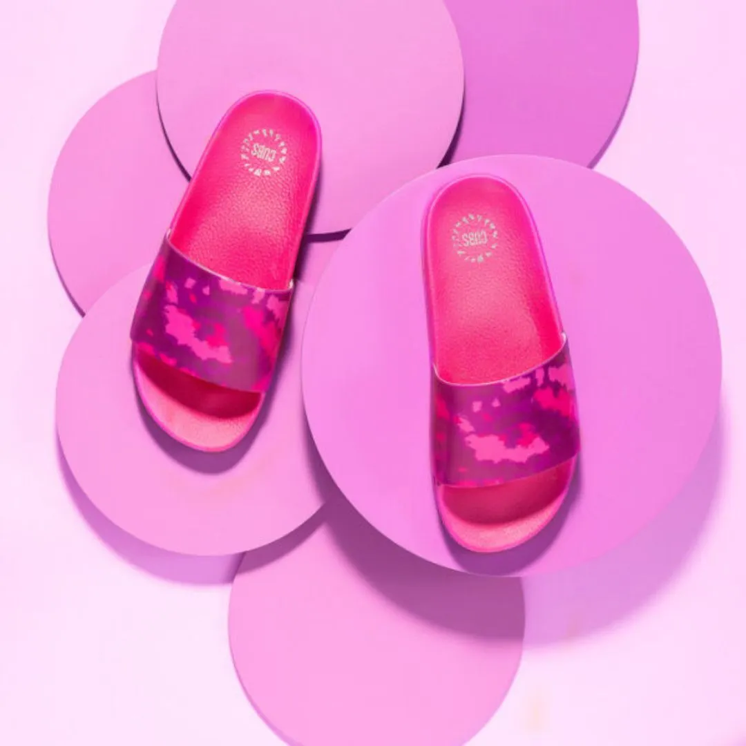 Super Hot Pink Tie Dye Slides