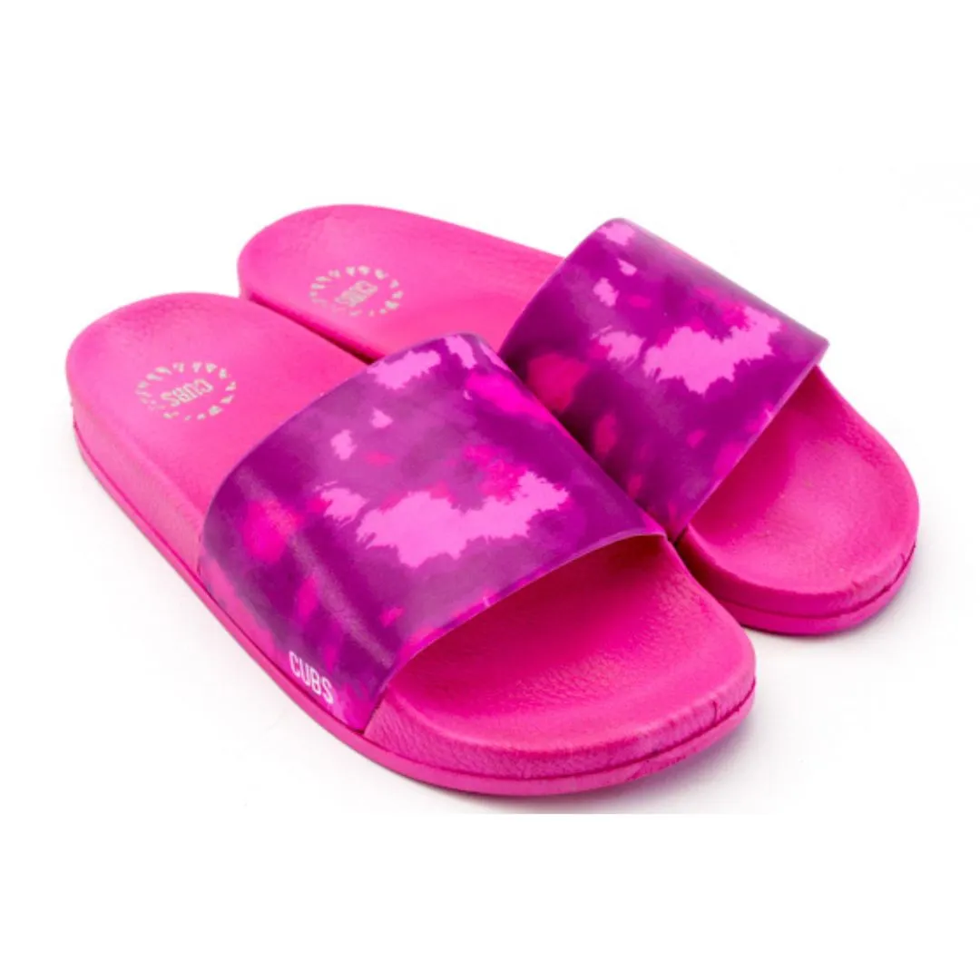 Super Hot Pink Tie Dye Slides