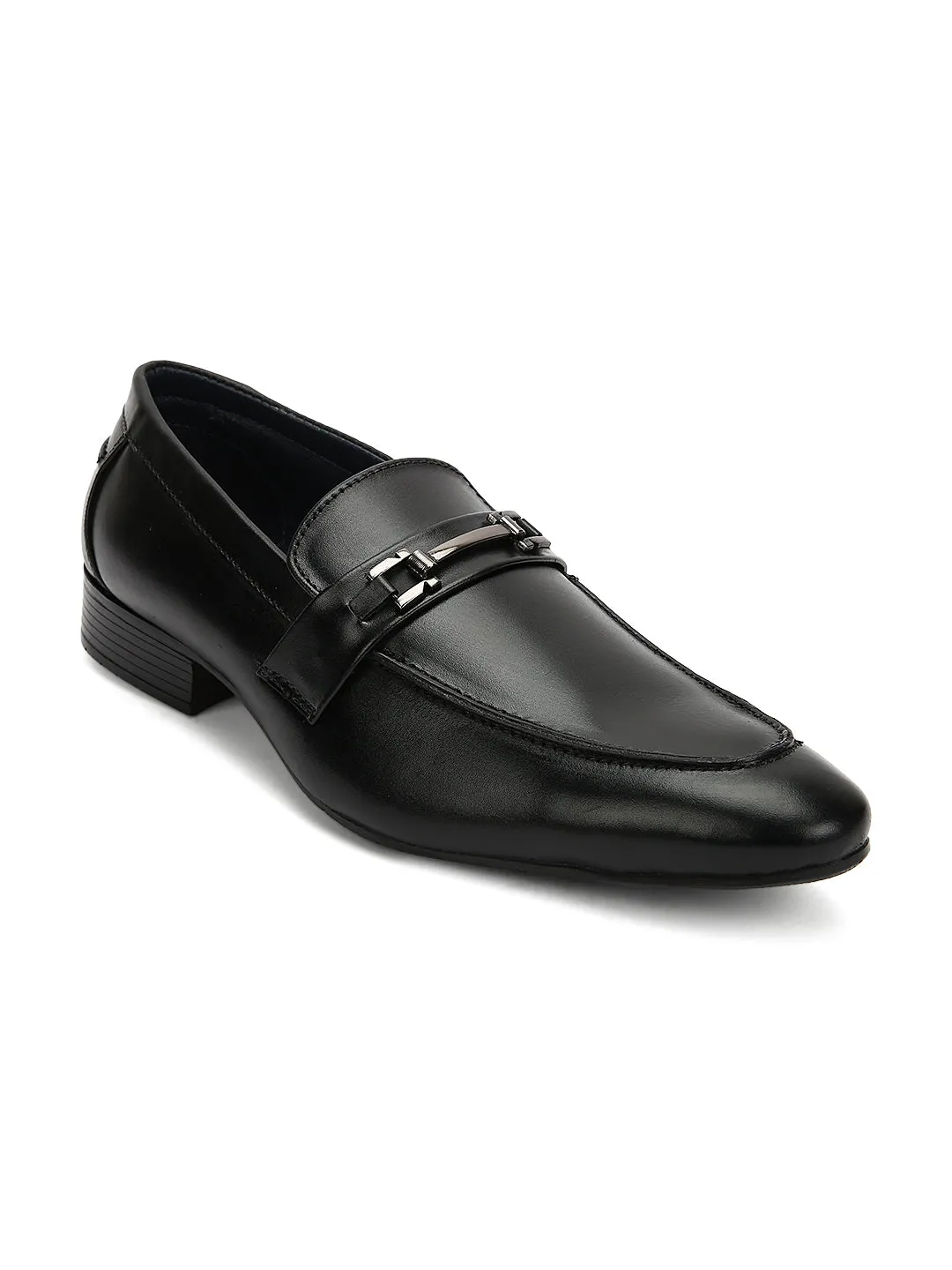 Teakwood Men Genuine Leather Formal Black Slip-ons