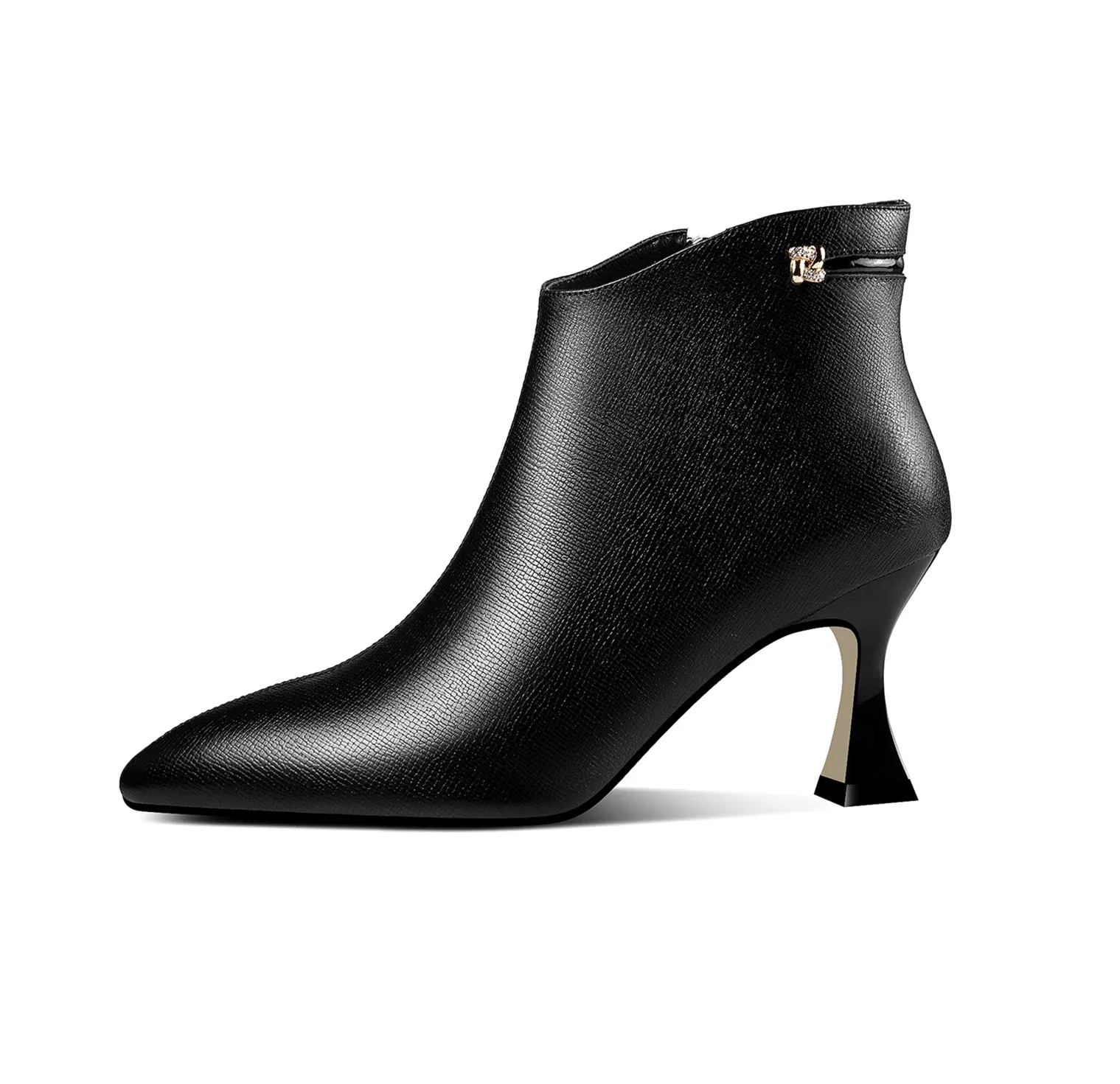 TinaCus Women's Handmade Genuine Leather Side Zip Up High Heel Pointed Toe Ankle Dressy Booties