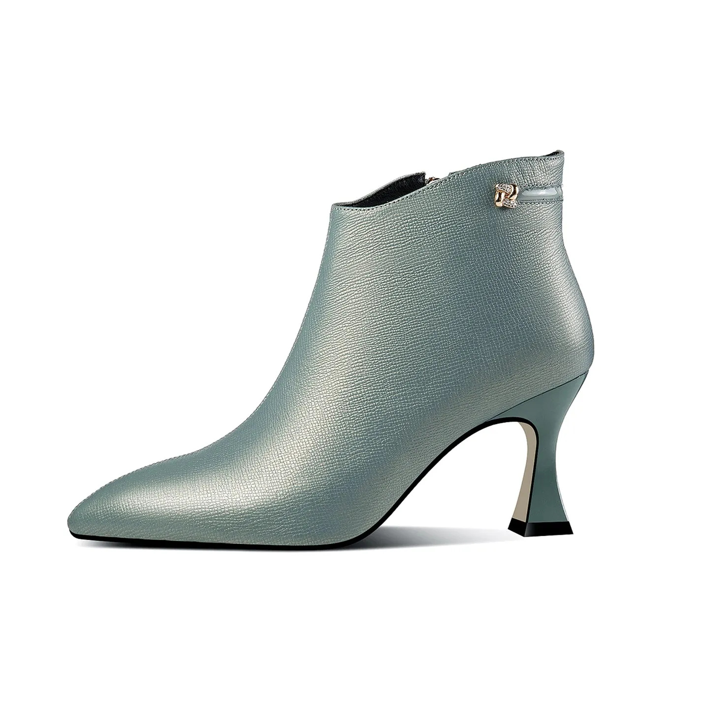 TinaCus Women's Handmade Genuine Leather Side Zip Up High Heel Pointed Toe Ankle Dressy Booties
