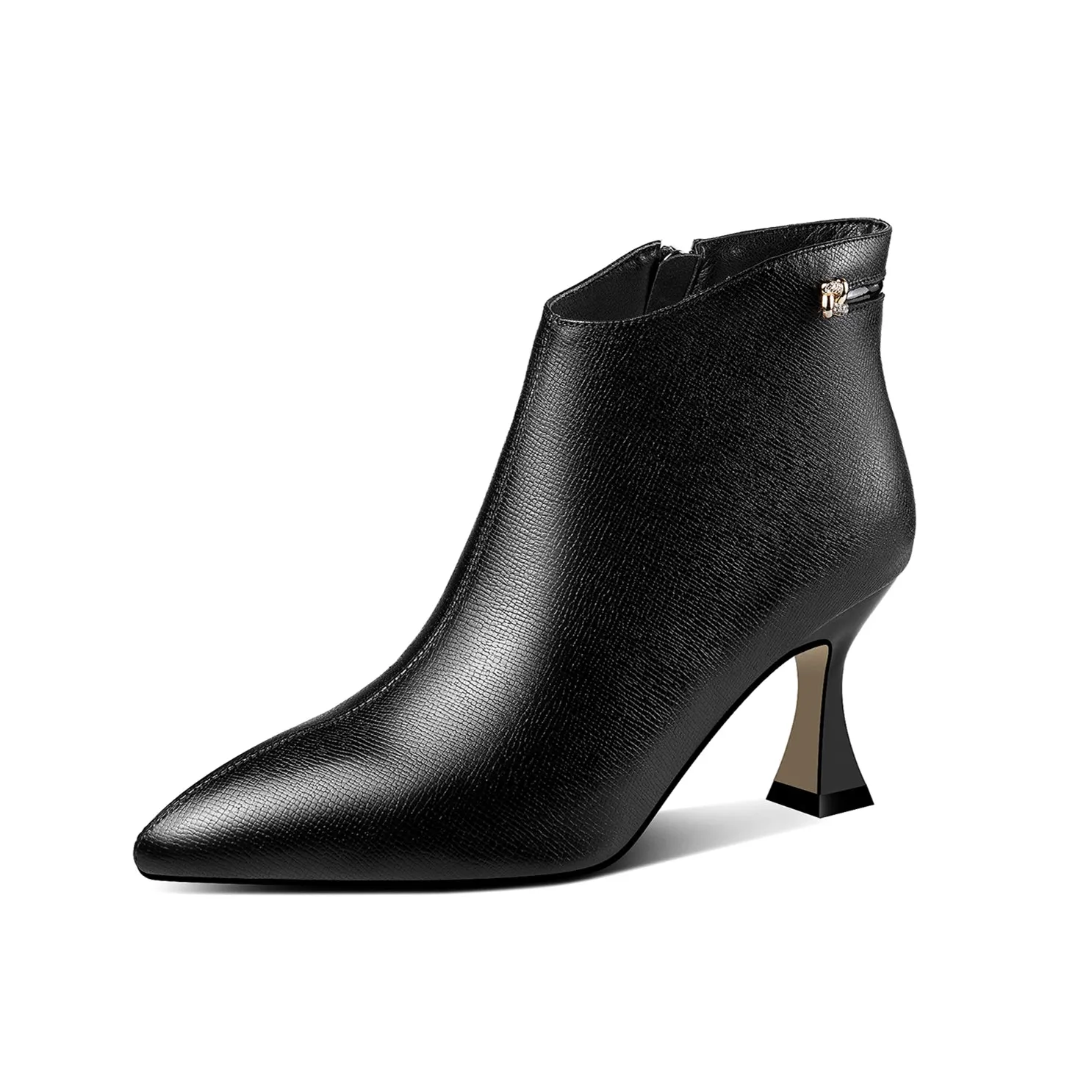 TinaCus Women's Handmade Genuine Leather Side Zip Up High Heel Pointed Toe Ankle Dressy Booties