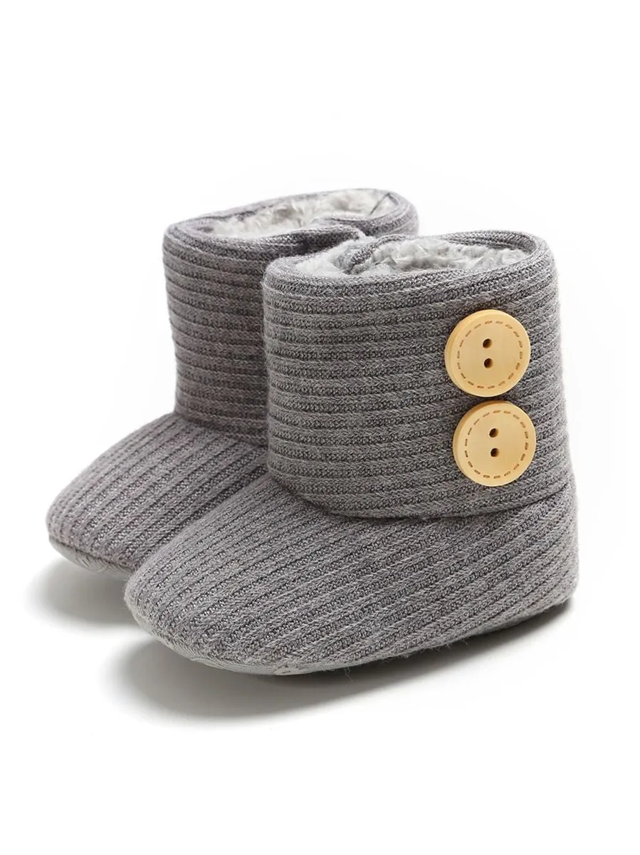 Winter Ribbed Baby Furry Knitted Boots