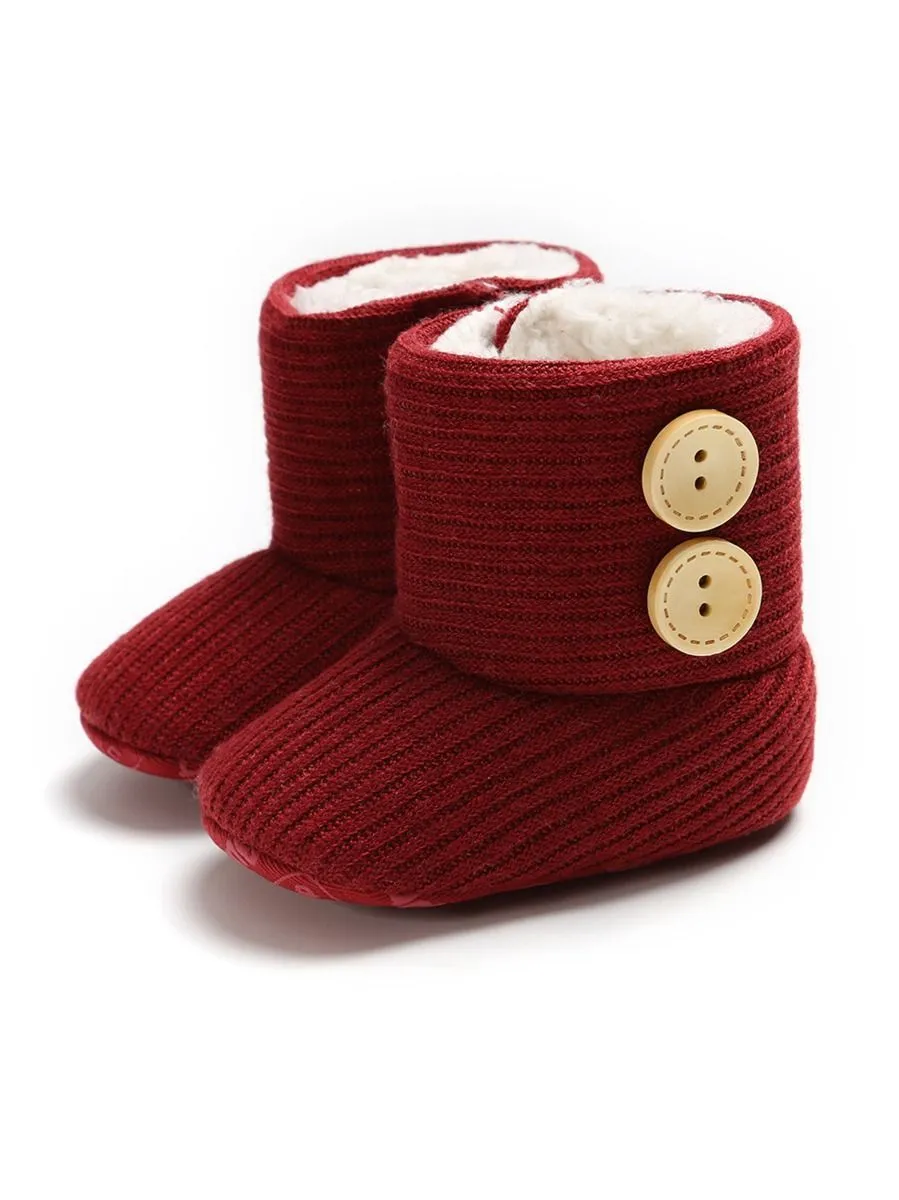 Winter Ribbed Baby Furry Knitted Boots