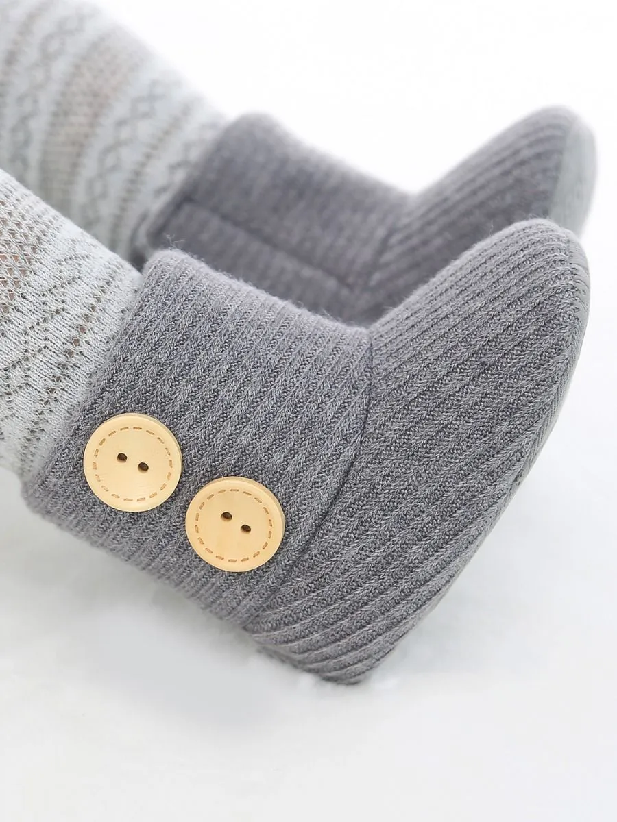 Winter Ribbed Baby Furry Knitted Boots